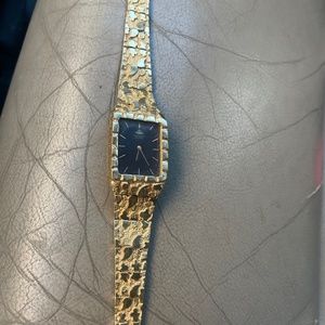 14K SOLID GOLD SEIKO NUGGET WATCH BLACK DIAL 56.9g Vintage 1980’s